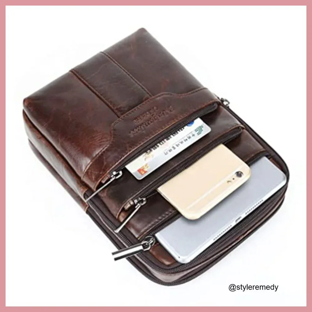 Genuine Leather Messenger Bag for Business Travel Outdoor